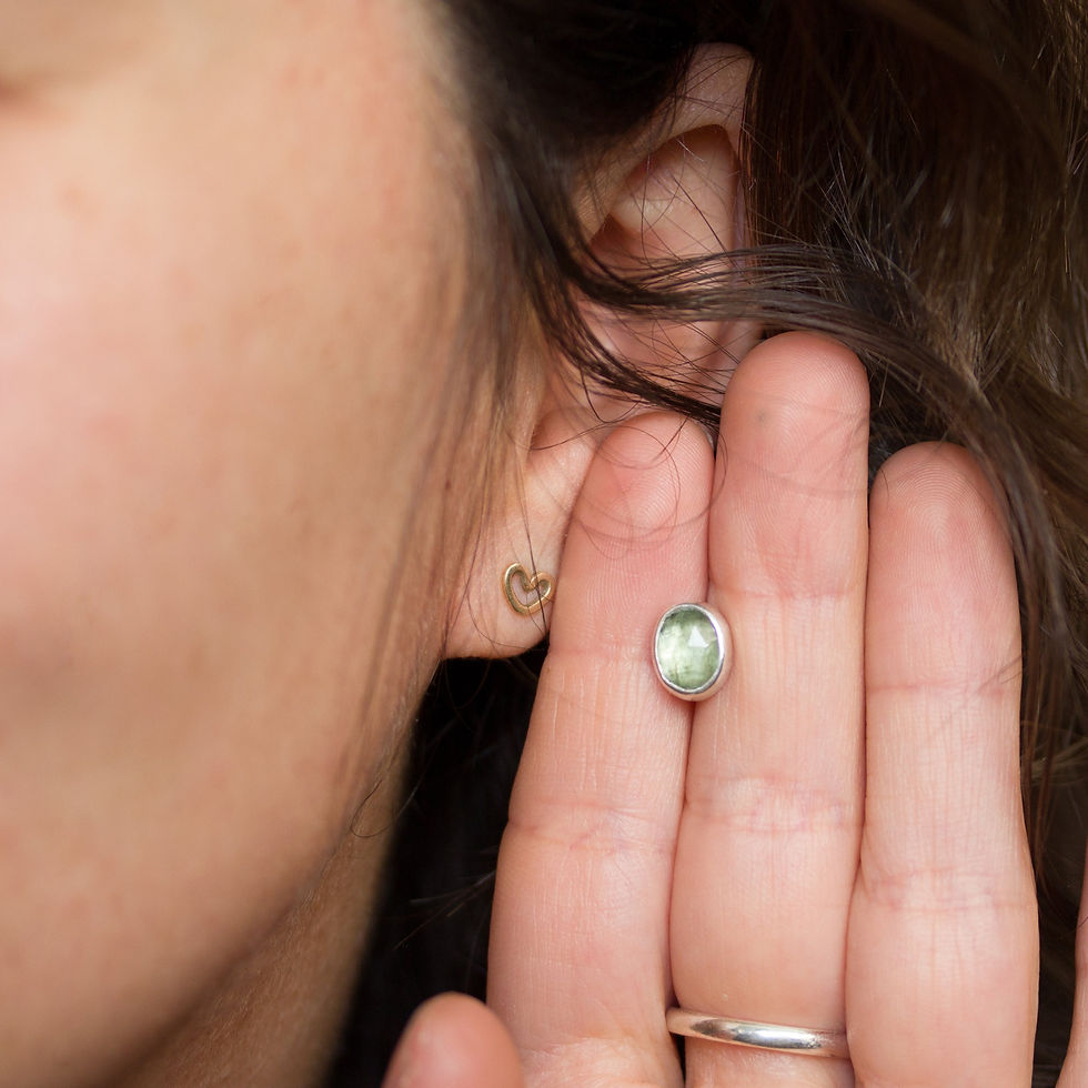 Thumbnail: Ocean green Kyanite stud earrings, sterling silver