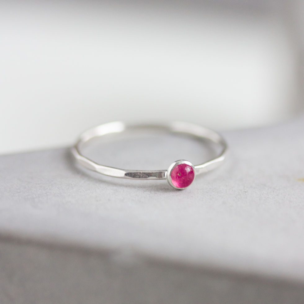 Thumbnail: Pink sapphire ring - skinny stackable