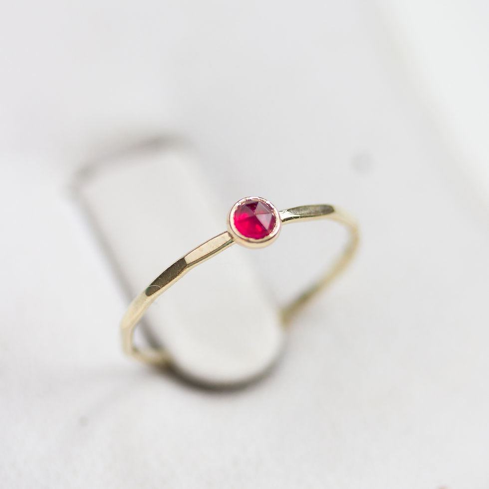 Thumbnail: Ruby ring - skinny stackable ring with Ruby gemstone, July birthstone, in gold