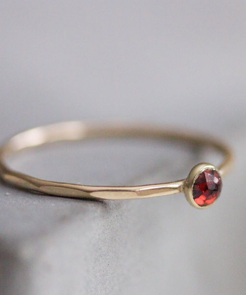 Red Garnet - skinny stackable ring