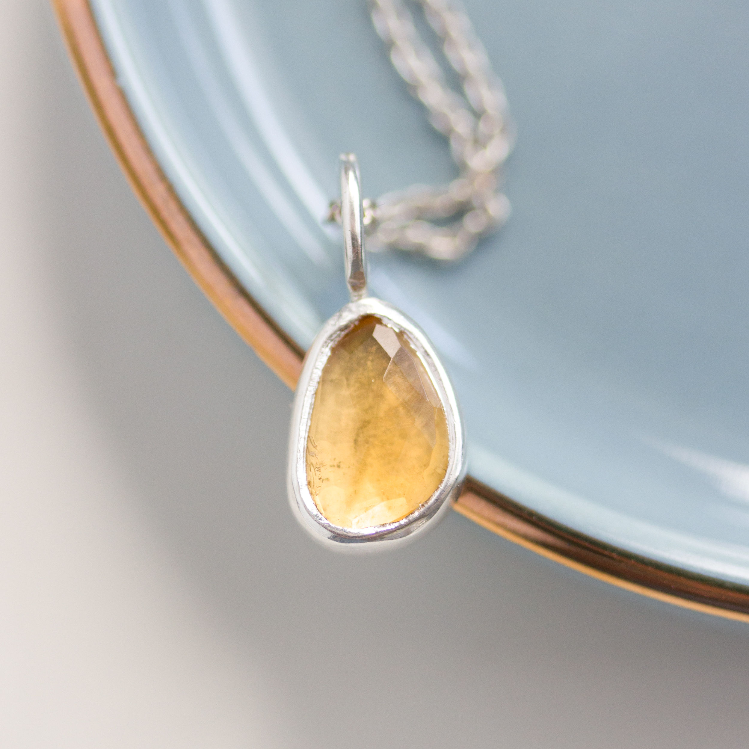 Citrine necklace - delicate necklace with free-form Citrine stone