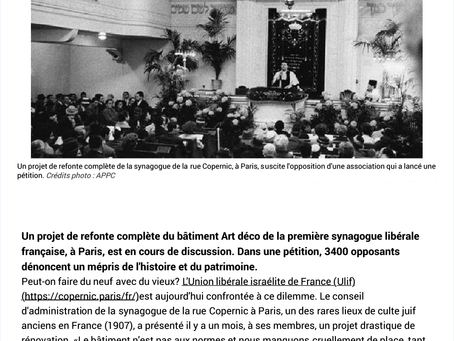 Bras de fer autour de la synagogue Copernic