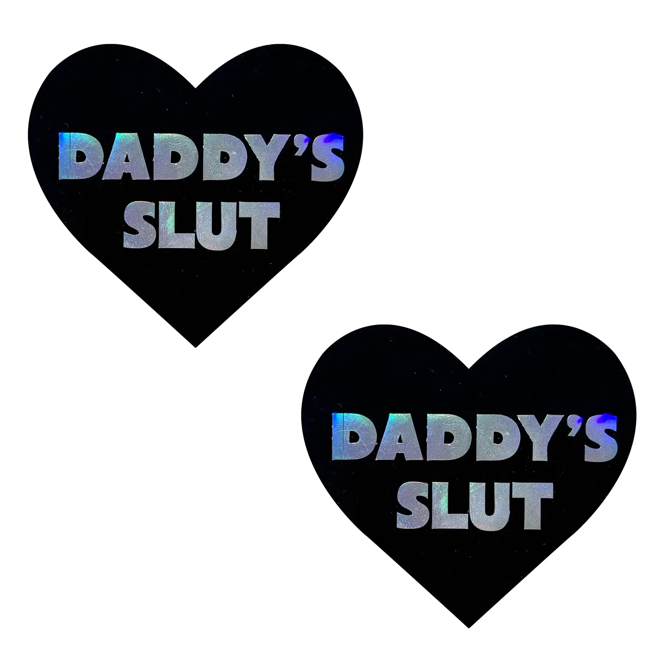 Daddy's Slut Dom I Heart U Holographic Nipple Cover Pasties
