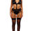 Thumbnail: No Strings Attached Satin and Mesh Lace Trim Bra and Garter Belt Lingerie Set