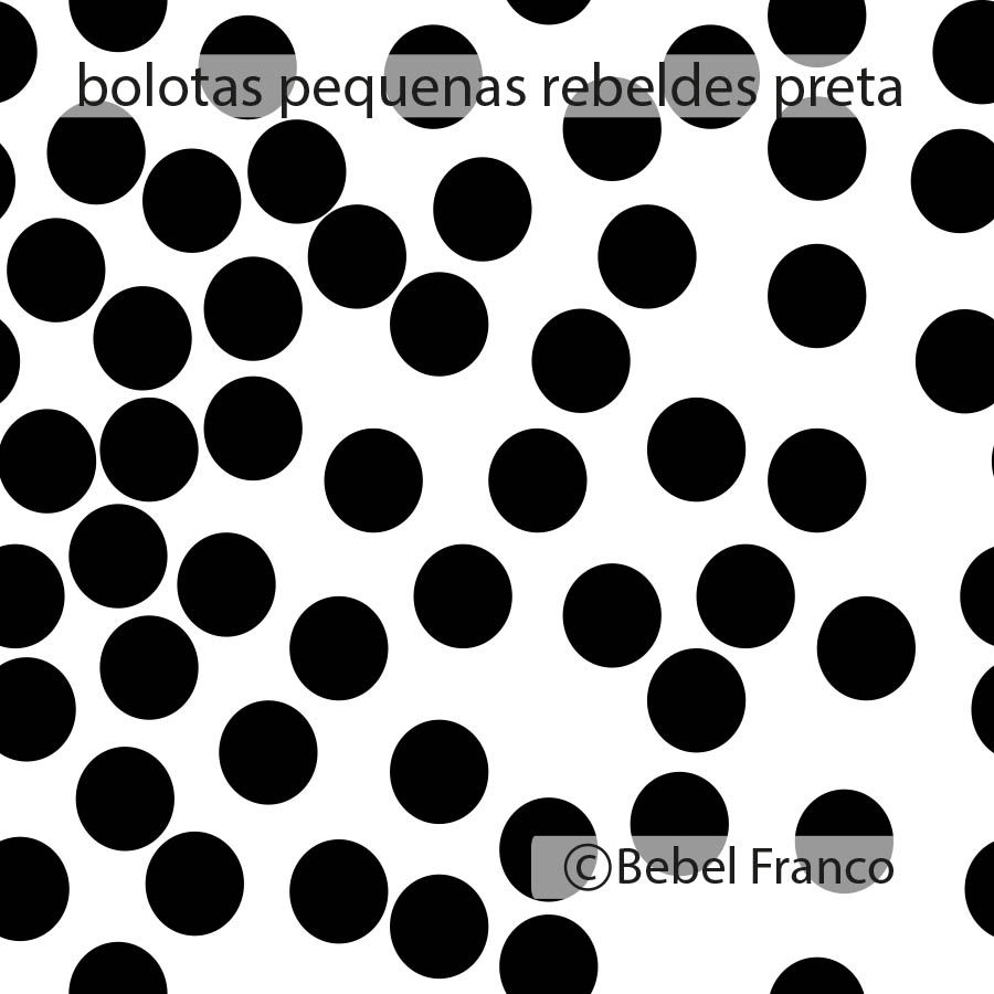 Tecido com estampa para decoração - bolas rebeldes pretas fundo branco