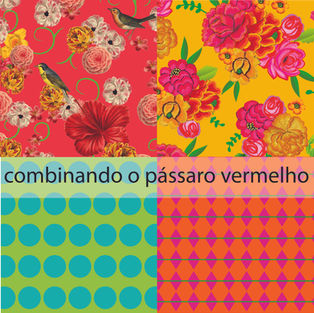 combinando o tecido pássaro vermelho