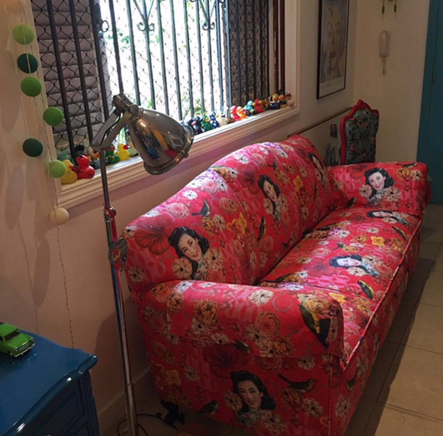 Miniatura: Tecido com estampa para decoração - chinesa vermelha