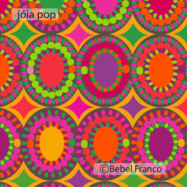 Tecido para decoração e papel de parede estampa colorida jóia pop