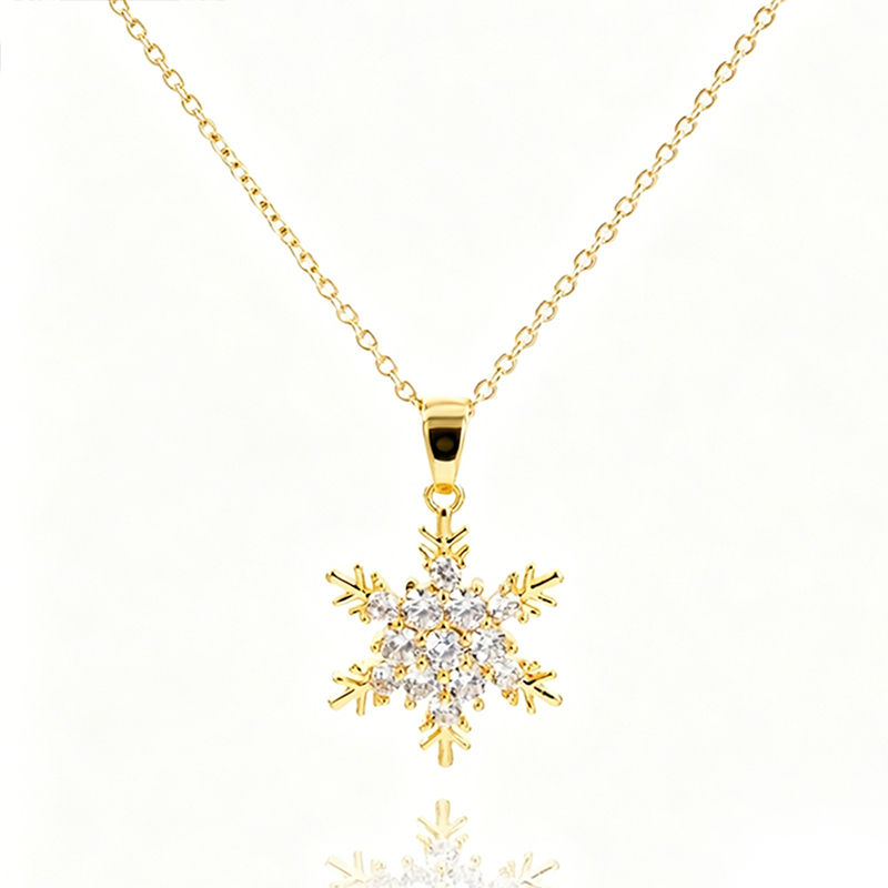 Huitan Sparkling Snowflake Pendant Necklace for Christmas Female Noble Opulent N