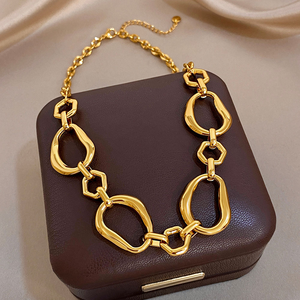 Irregular Geometric Circle Chain Necklaces for Women Fashion Gold Silver Color S