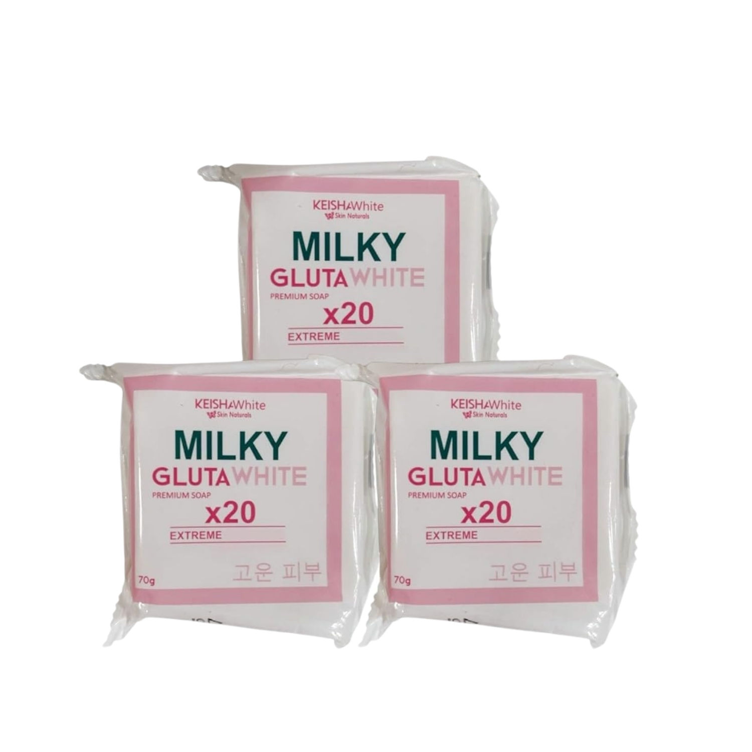 KEISHA White Skin Naturals Milky GlutaWhite Premium Soap (70gx3)