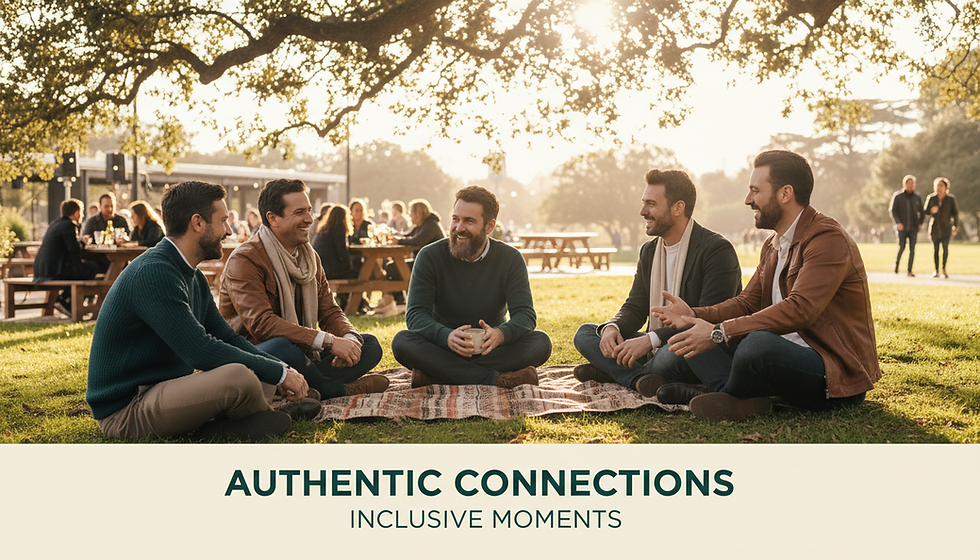 men sitting in a park area chatting