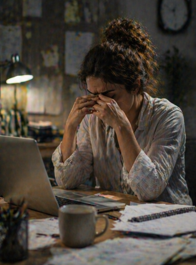 woman looking tired