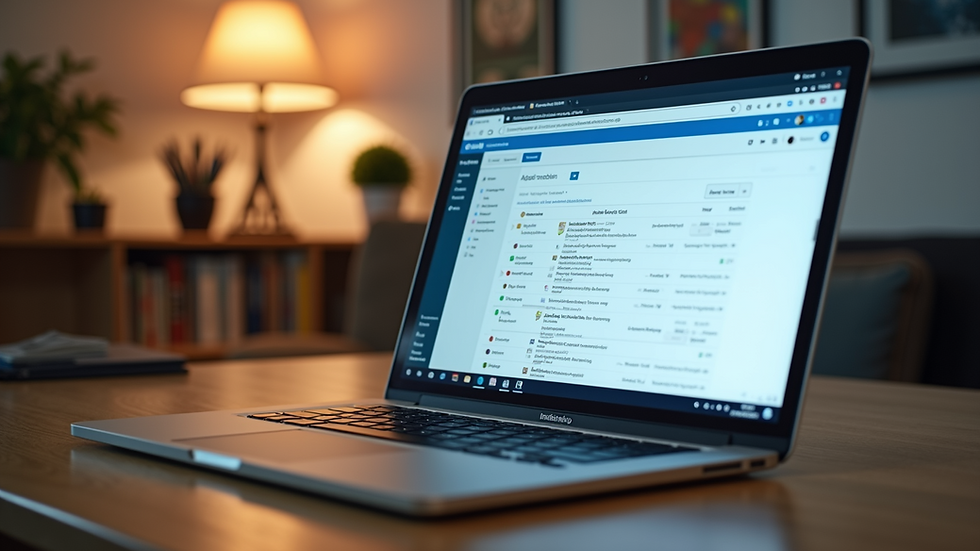 Eye-level view of a laptop screen showing an open email inbox