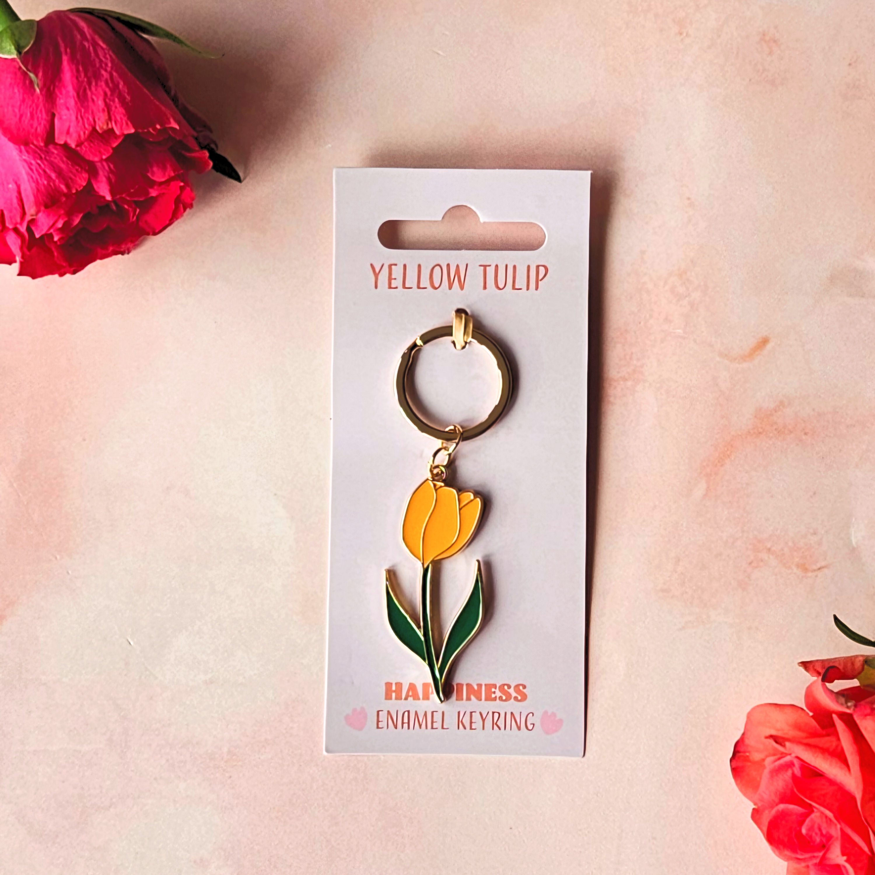 Yellow Tulip Enamel Keyring
