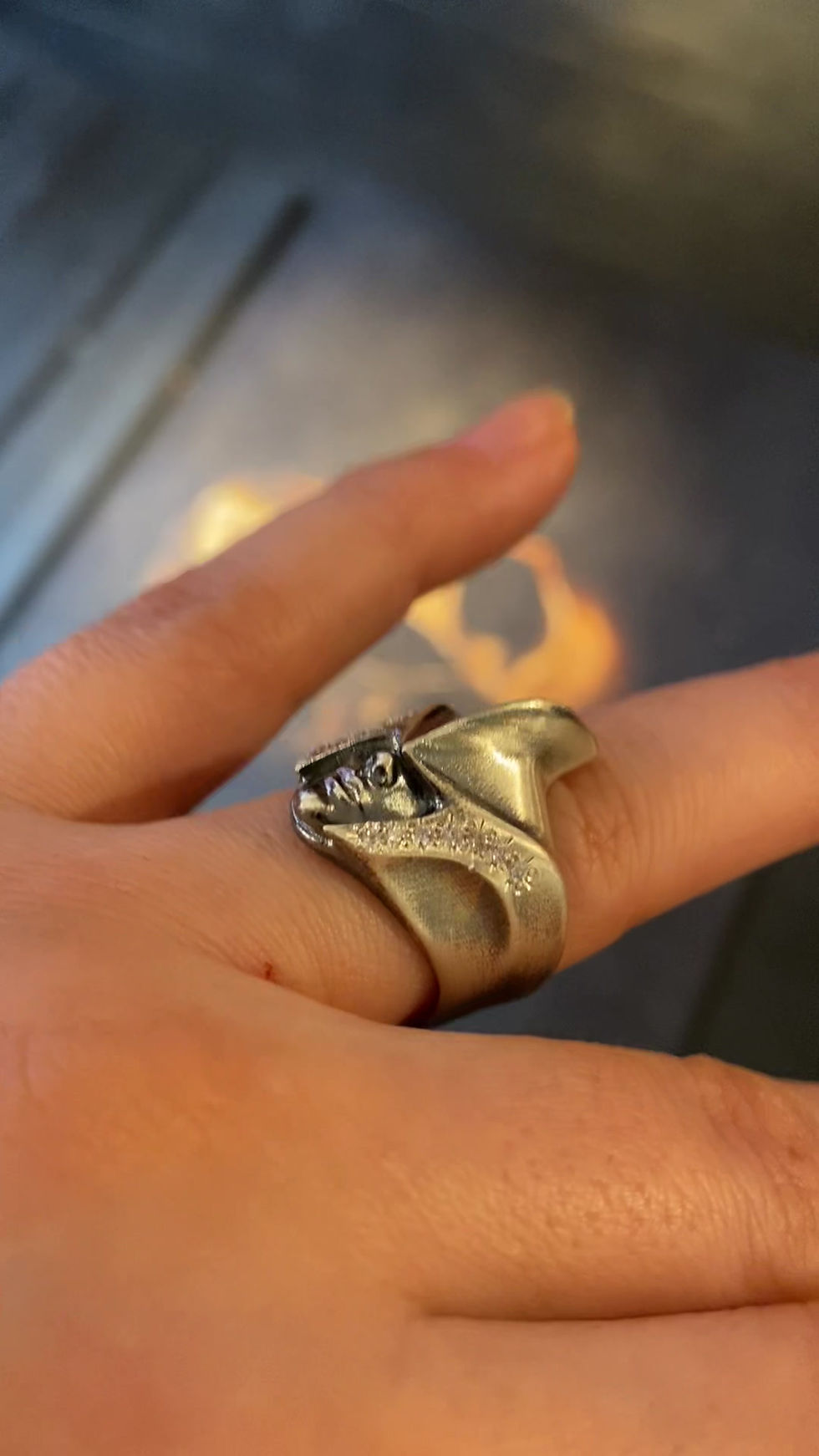 Thumbnail: Alp Sagnak 925K Silver Warrior Ring Diamonds