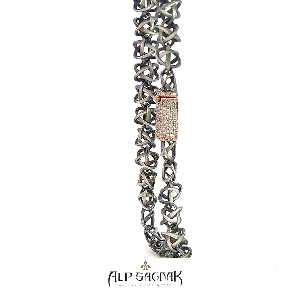 Thumbnail: Alp Sagnak 14K Rose Gold 925K Silver 8mm The Atom Bracelet Diamonds