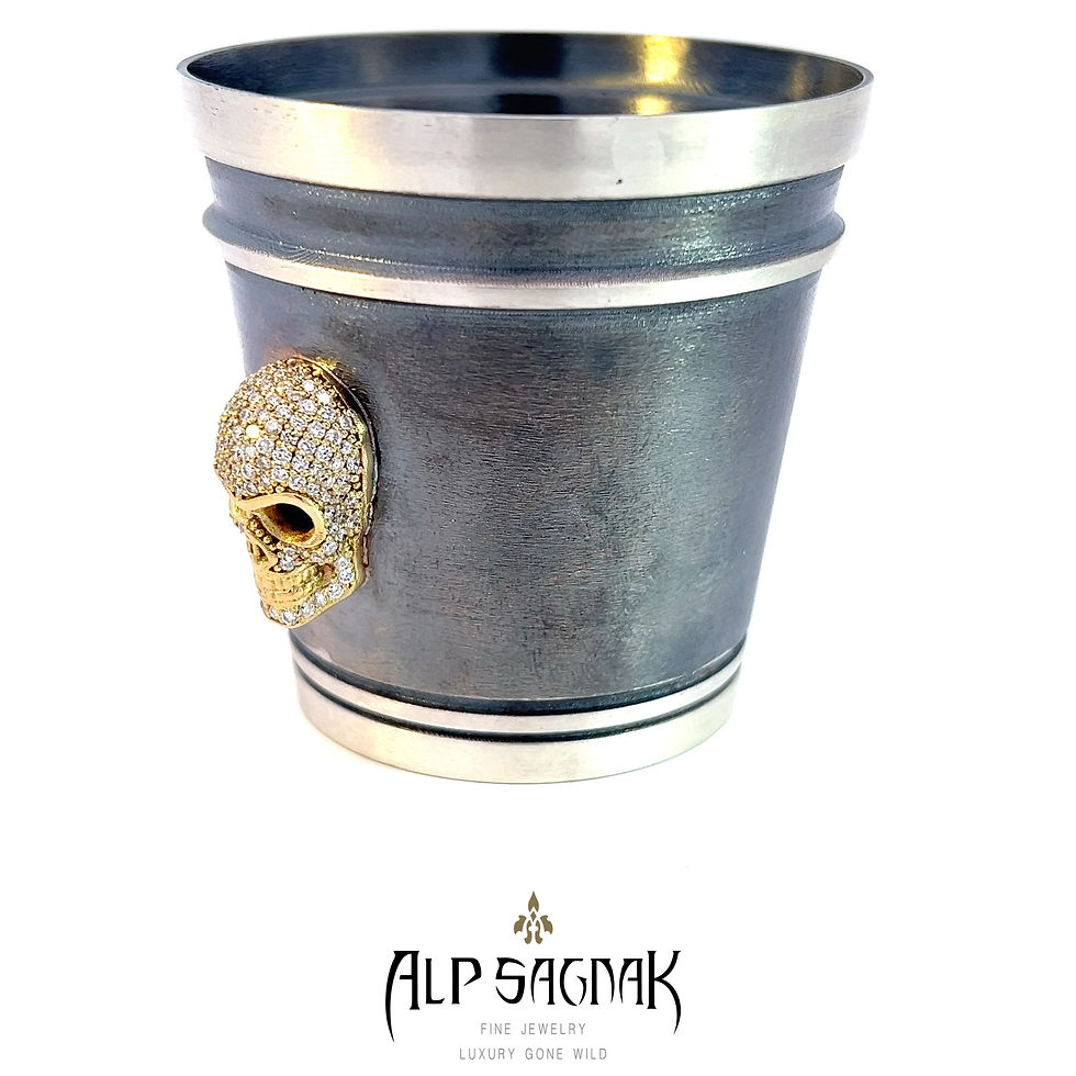 Thumbnail: Alp Sagnak 18K Gold And 925K Silver Skull Shot Glass Diamonds