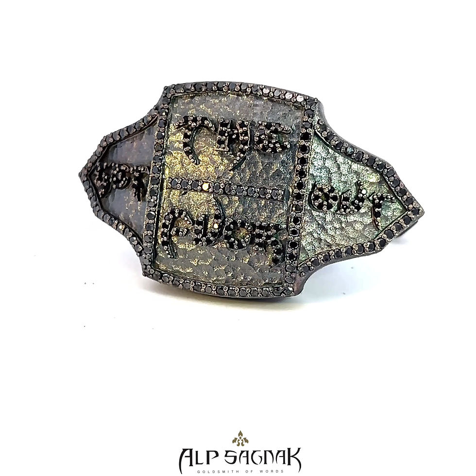 Thumbnail: Alp Sagnak 925K Silver Get The Fuck Out Ring Black Diamonds