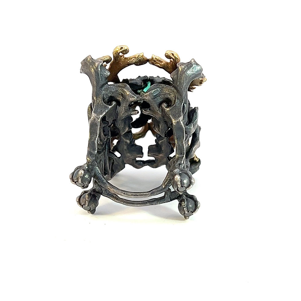 Thumbnail: Alp Sagnak 18 K Yellow Gold and 925 K Silver Renaissance Ring Emaralds Diamonds