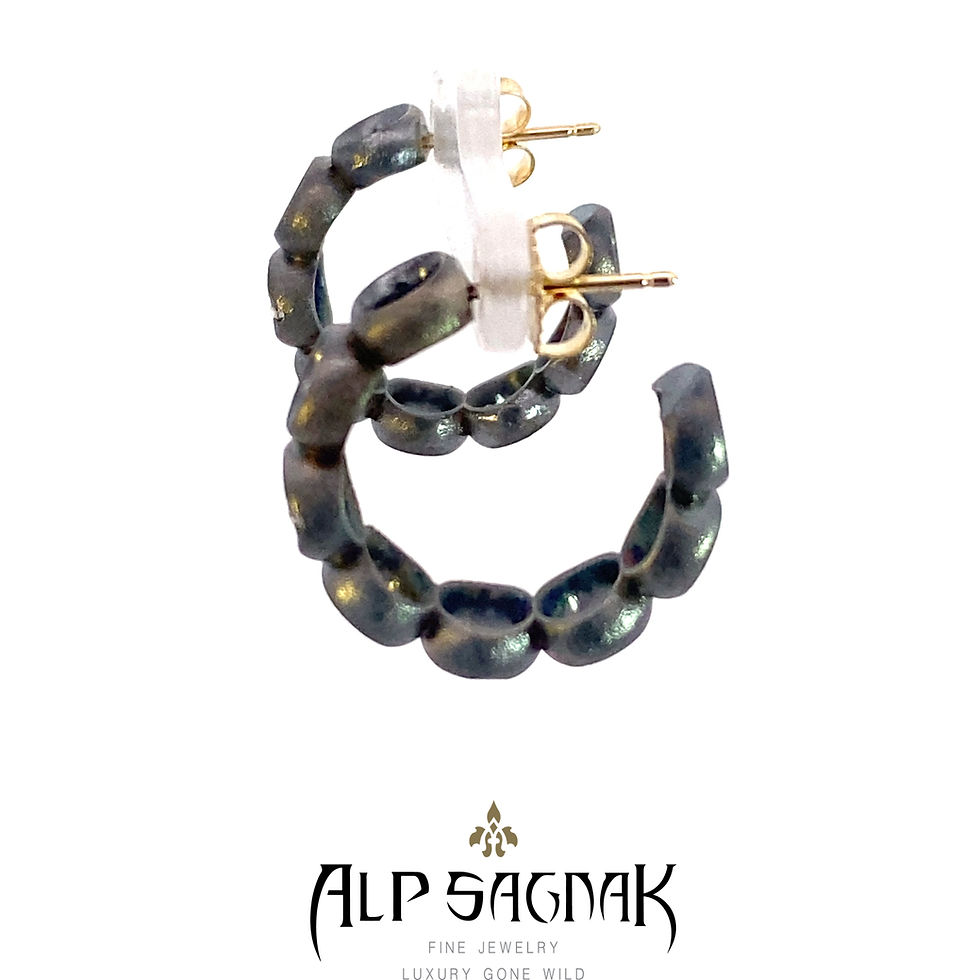 Thumbnail: Alp Sagnak Silver And Gold ThePortal Earrings Horizontal Marquise Diamond