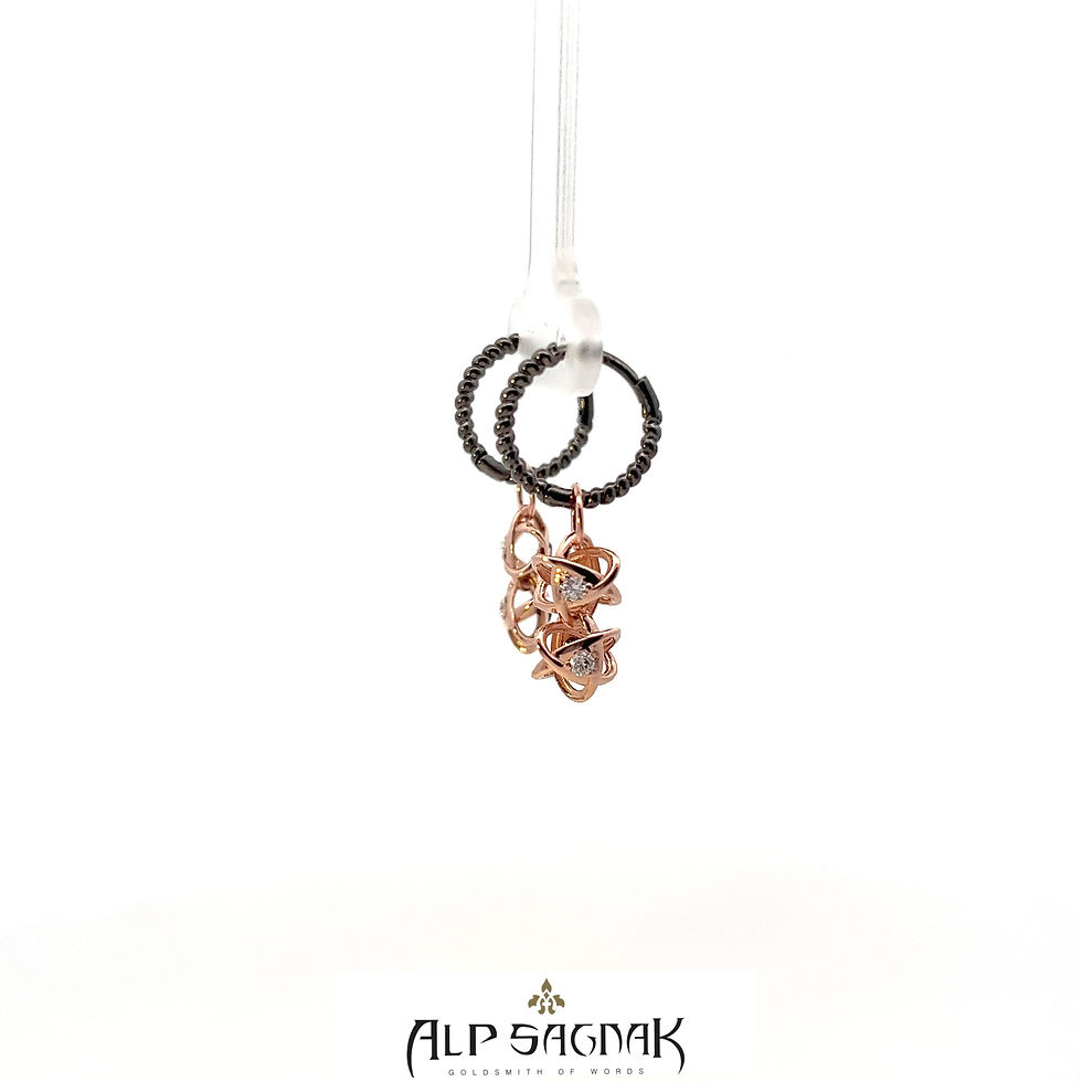 Thumbnail: Alp Sagnak 14K Black Rose Gold 8mm The Atom Earrings Diamonds Black Diamonds