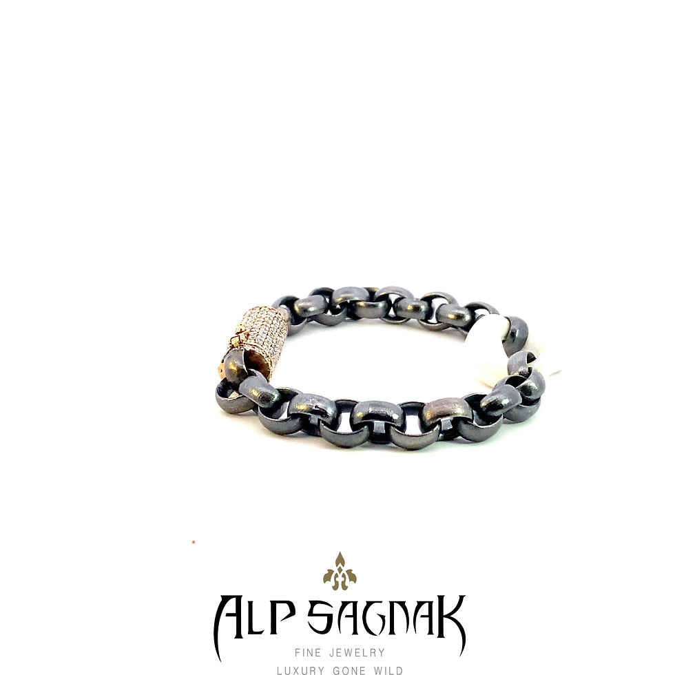 Thumbnail: Alp Sagnak 14K Gold 925K Silver White Ceramic Bracelet Diamonds