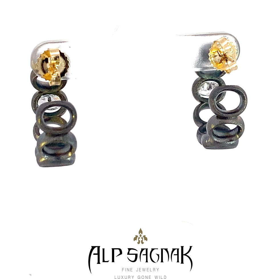Thumbnail: Alp Sagnak Silver And Gold ThePortal Earrings Horizontal Marquise Diamond