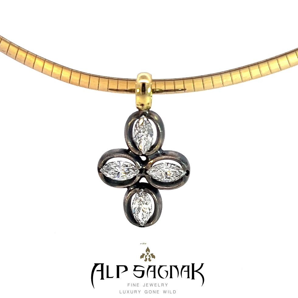 Thumbnail: Alp Sagnak 18K Yellow Gold Silver ThePORTAL Cross Pendant Diamonds 4mm Omega Cha