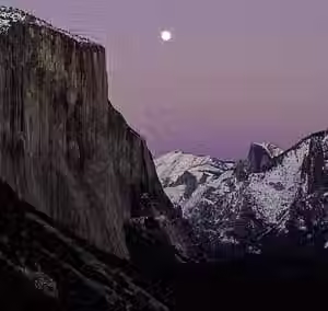 Full Moon, moonrise at half dome in Yosemite