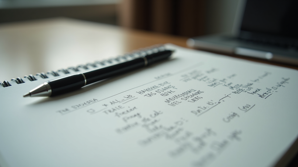 Close-up view of a notebook with trading journal entries