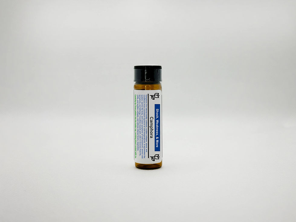 Single upright homeopathic vial standing on white background with readable product label in focus.
