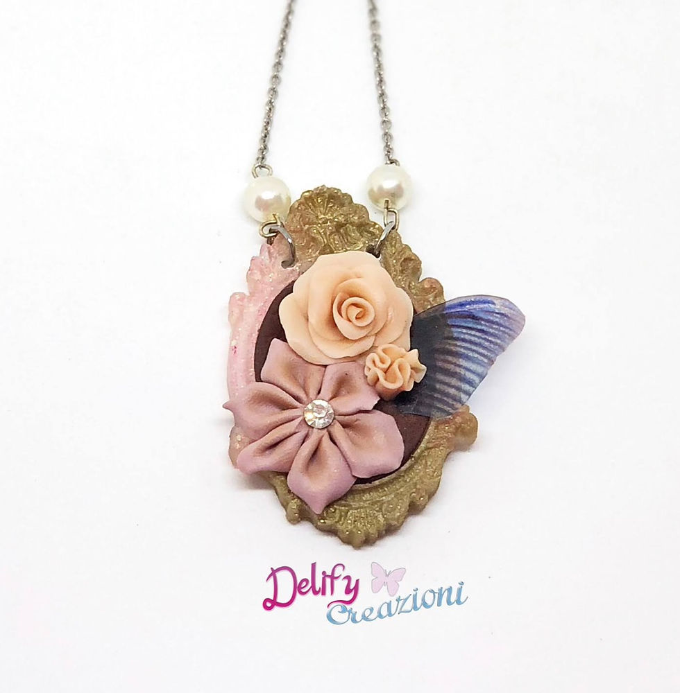 Collana Medaglione linea "Butterfly" con perle