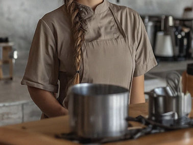 women in a chef jacket