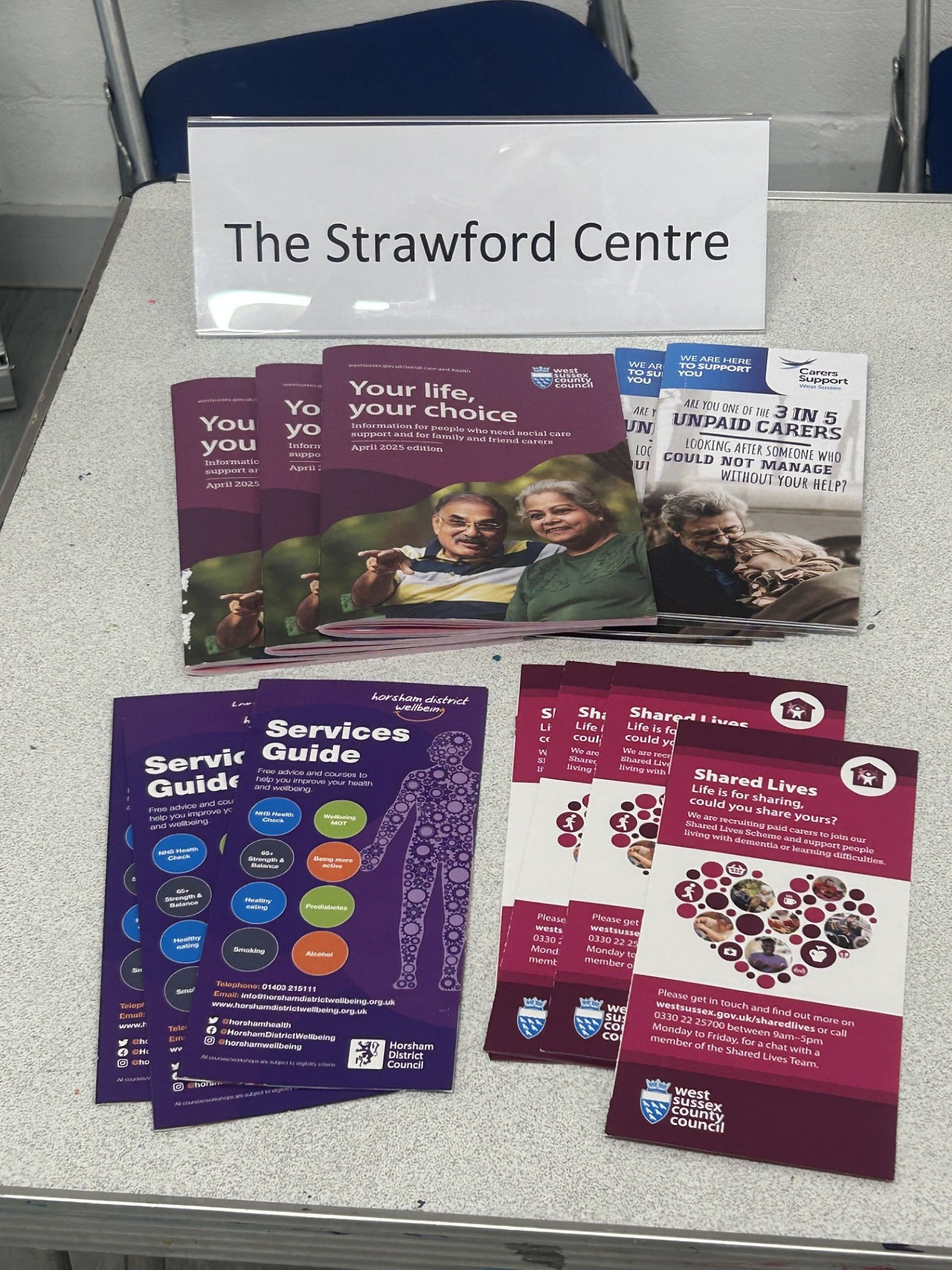 Leaflets to promote The Strawford Centre.