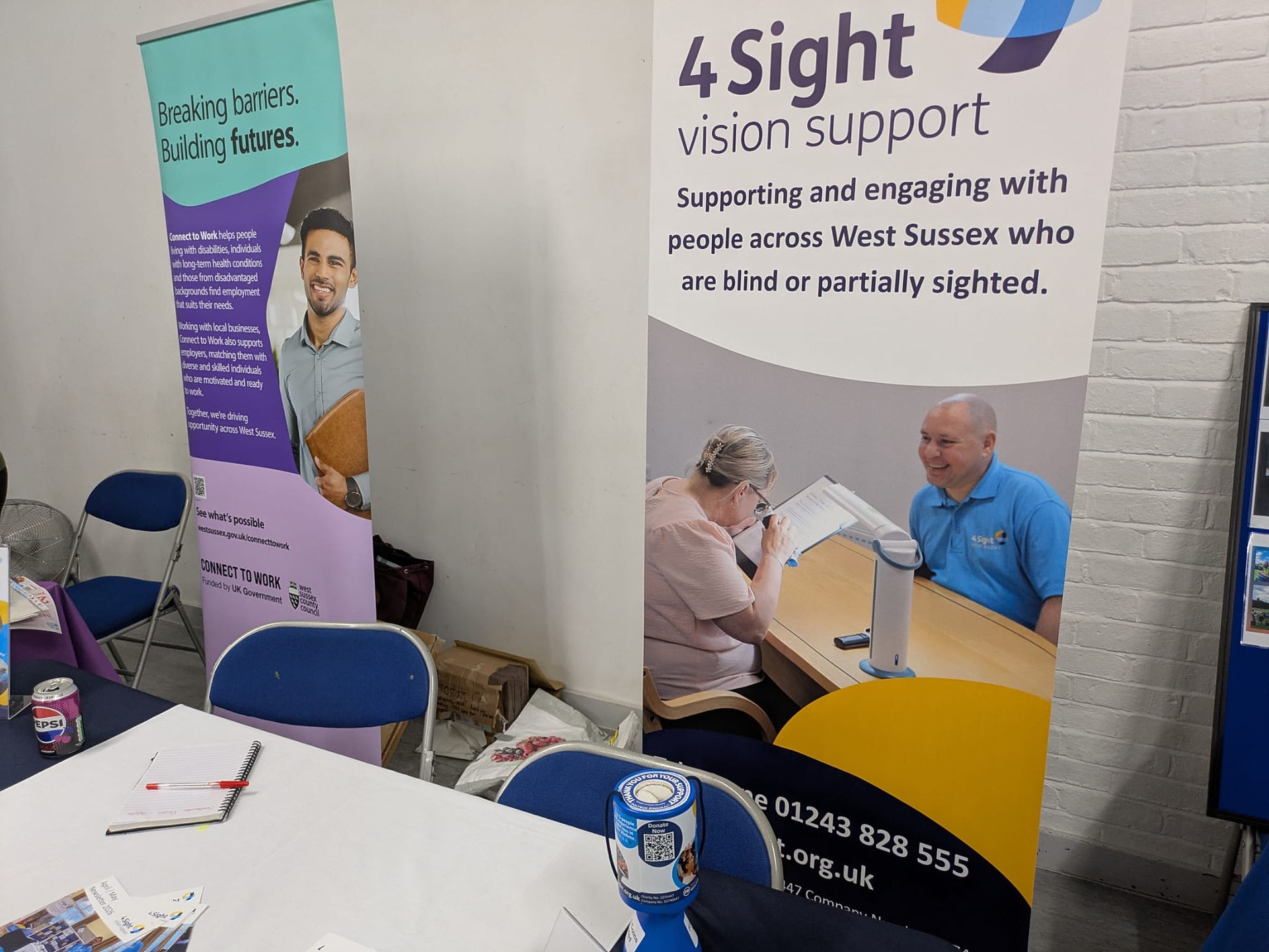 Display boards and posters for 4sight Vision Support.