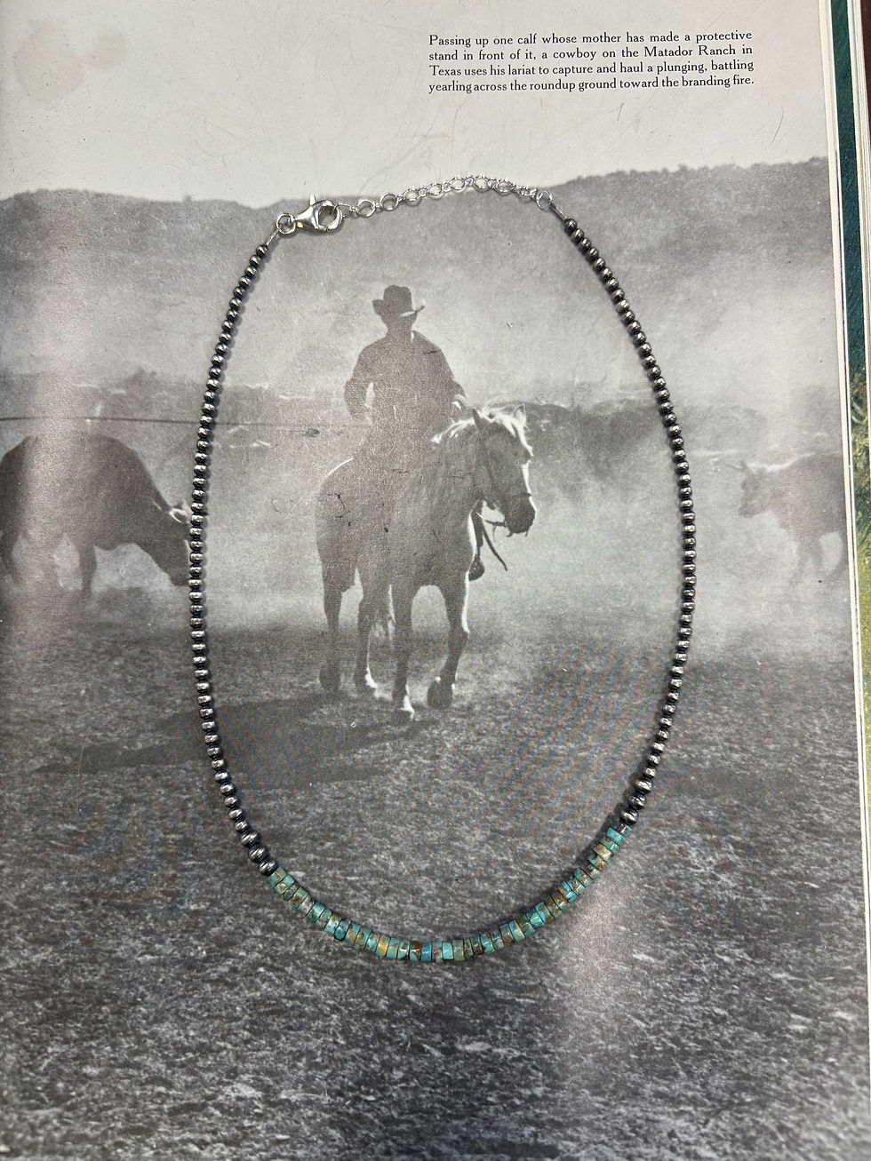 Thumbnail: 4mm Silver Pearls & Turquoise • 16-18"