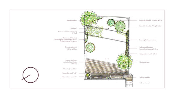 Stadstuin met diagonale lijnen