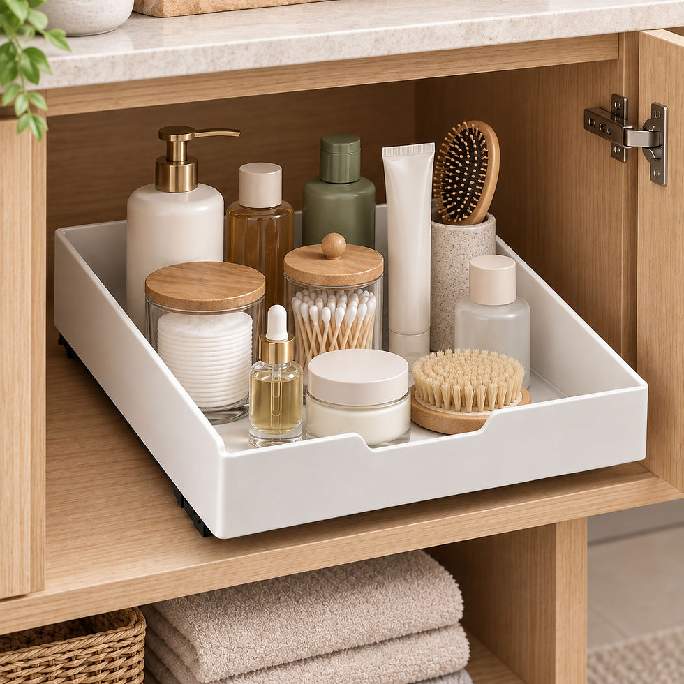 Thumbnail: Pull-out cabinet organizer used for bathroom vanity storage