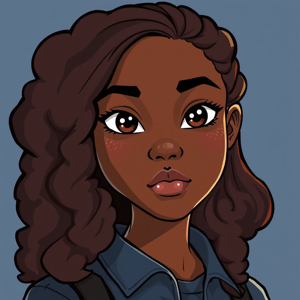 Photo de profil professionnelle de style dessin animé pour la biographie d'un site web, représentant un jeune adolescent noir.