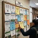 a bulletin board with different job ads