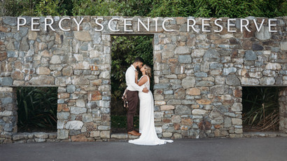 bride and groom wedding portraits at percy scenic reserve