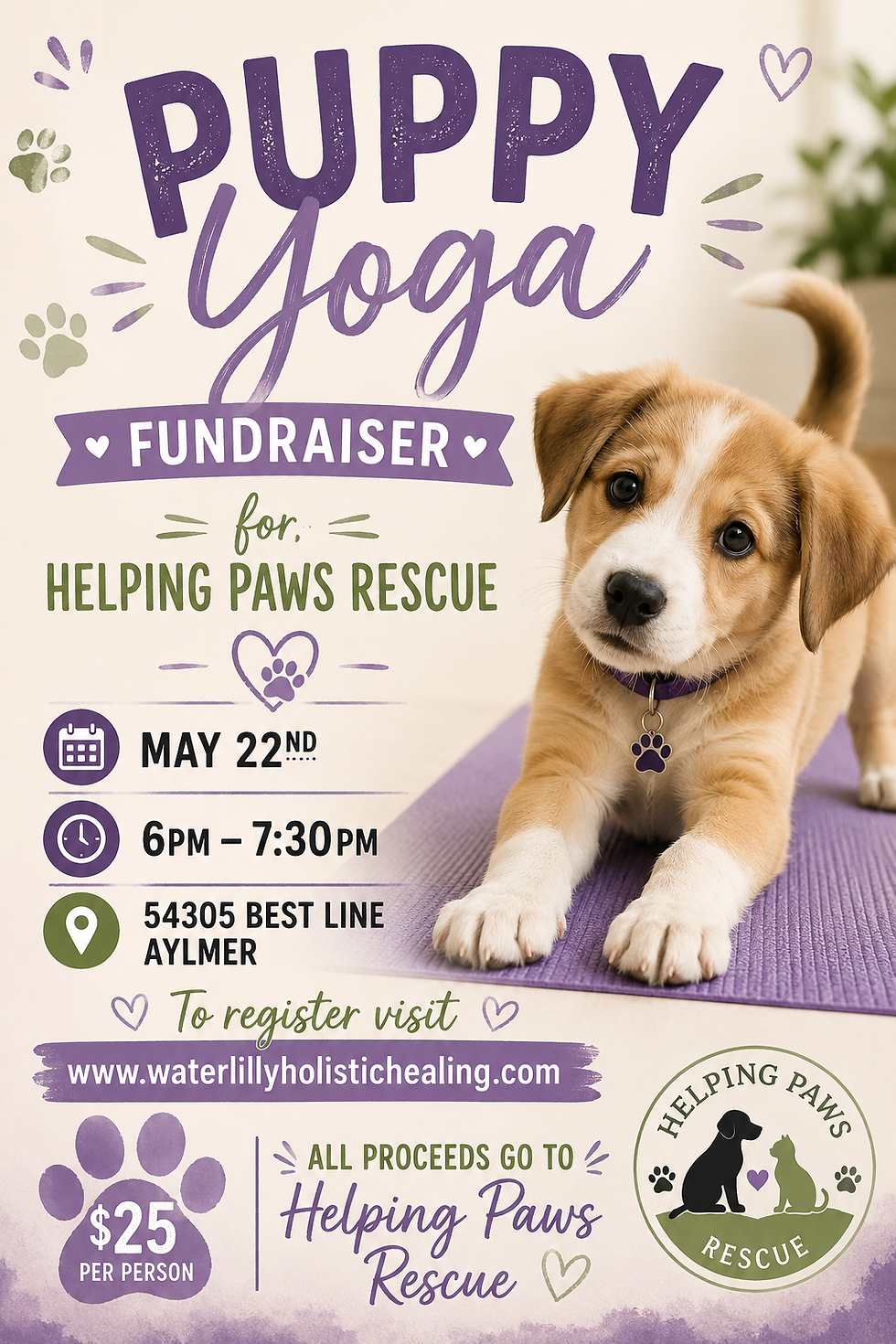 Puppy Yoga with Helping Paws Rescue