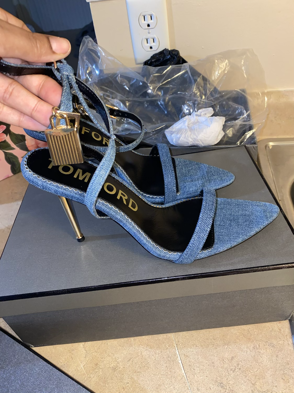 Tom Ford Denim Sandal | Caia's Closet