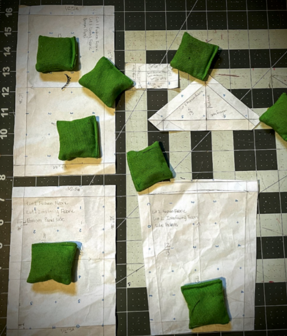 Sewing patterns being drafted