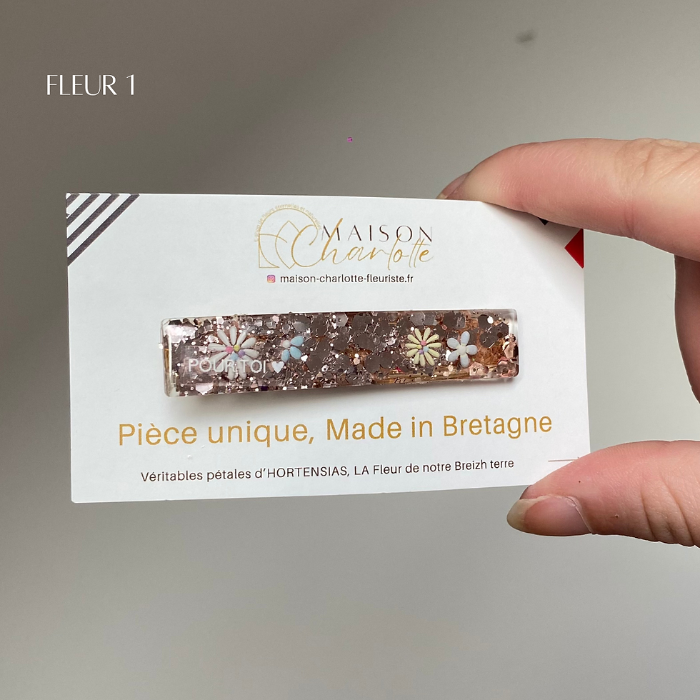 Miniature : Pinces en résine avec fleurs et paillettes pour petite fille