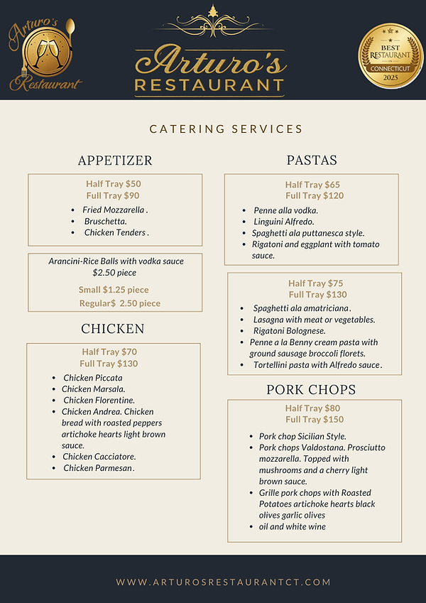 Updated catering menu