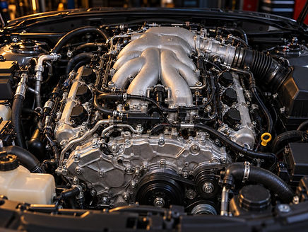 Infiniti 3.7-liter V6 engine bay with the intake manifold and ignition coils in our Murray, UT shop