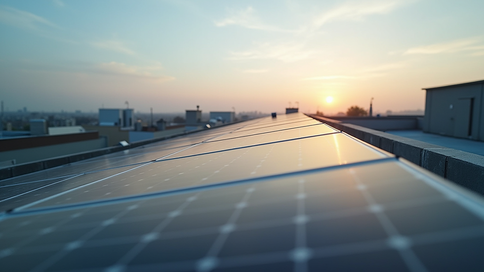 High angle view of a solar panel installation on a rooftop