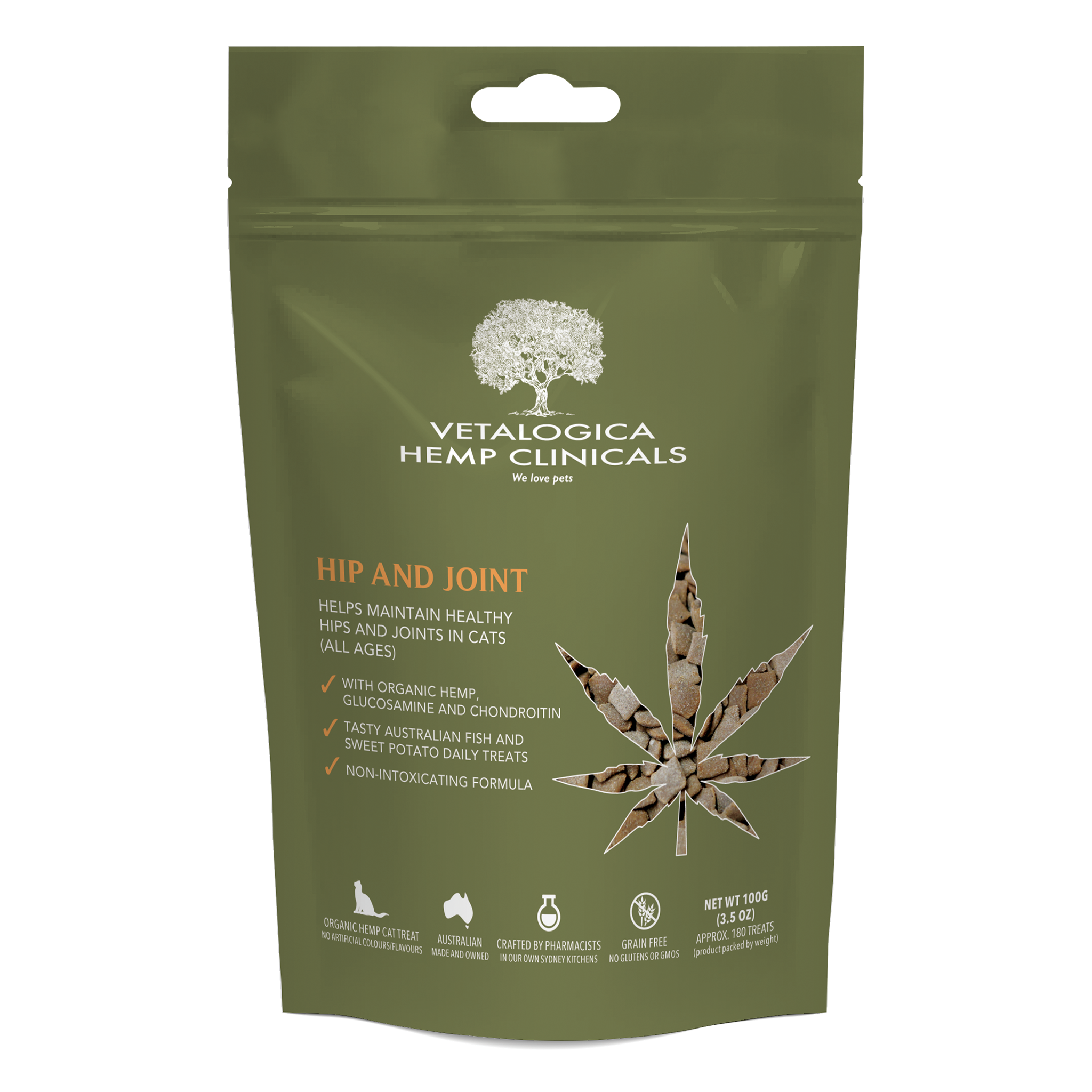 Vetalogica – Hemp Clinicals Hip and Joint Treats for Cats (100g)